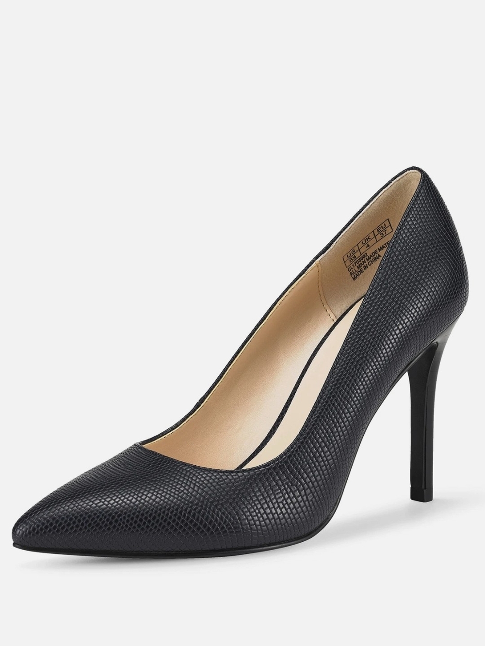Jenn Ardor Black Textured Pointed-Toe Stiletto Pump Size 6